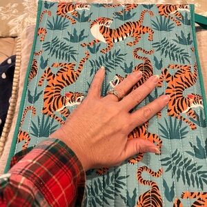 Tiger Print Quilted Tablet Sleeve in Teal and Orange